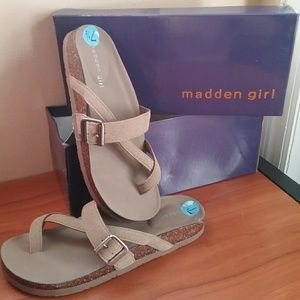 Madden Girl "Taupe Fab, BRRIIT" sandals (7.5)